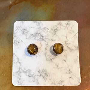 New Vintage Barse (1990’s) Sterling Silver Tiger’s Eye Stud Earrings